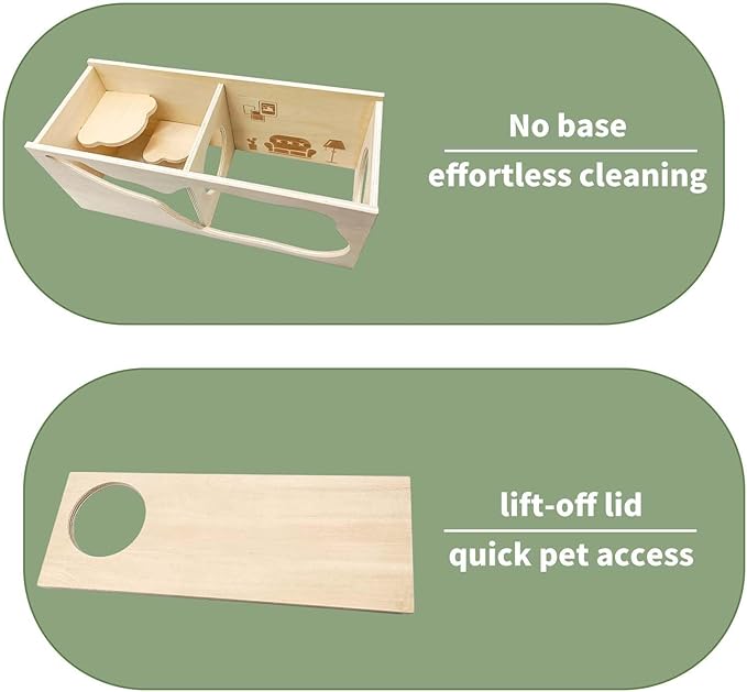Marchul Hamster Hideout Wooden House Chamber Small Animals Pets Tunnel Exploring Toys for Dwarf Hamsters, Syrian Hamsters, Gerbils, Hedgehogs, Rats, Mice (Bed Room)