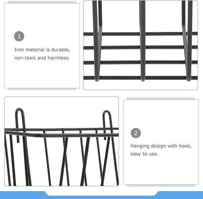 Hay Feeder for Rabbit, Guinea Pig, Bunny, Chinchilla, Heavy-Duty Metal Frame Hay Feeder, Small Animal Basket with Hook Metal Grass Holder Black