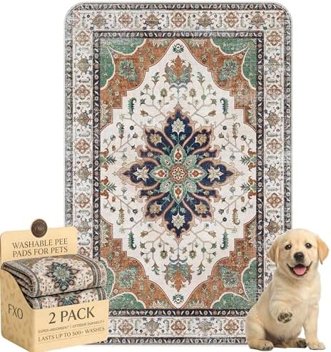 Washable Pee Pads for Dogs,Great Urine Absorbent Reusable Puppy Training Pads,Waterproof,Leak-Proof & Non-Slip Potty Pads for Whelping,Crate,Playpen,Bed.(Dark Teal Floral,24"x36")