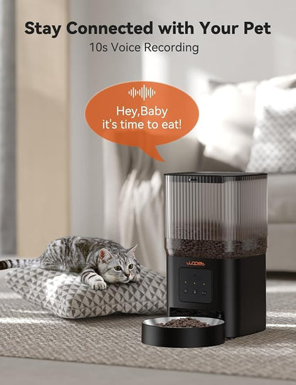 WOPET Automatic Cat Feeder, 5G WiFi Automatic Dog Feeder with APP Control for Remote Feeding, Cat Food Dispenser with Low Food Sensor and Voice Recorder,Up to 10 Meals Per Day for Cats and Dogs