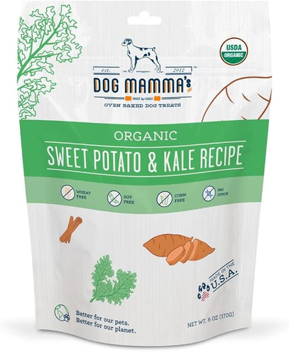Dog Mamma's Organic Sweet Potato & Kale Recipe - Certified Organic Dog Treats 6 oz