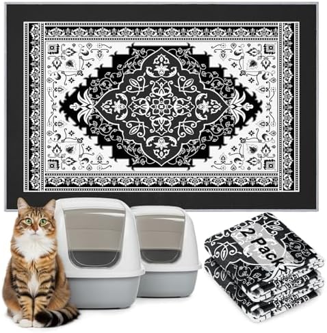 Bienbee Cat Litter Mat, 2 Pack 33" x 22" Machine Washable for Litter Boxes
