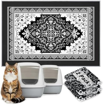 Bienbee Cat Litter Mat, 2 Pack 33" x 22" Machine Washable for Litter Boxes