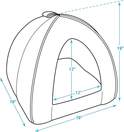 Best Pet Supplies Dog House Bed Crate Mat Tent Indoor Round Soft Plush for Small, Medium, and Large Breeds - Gray Linen, 19 x 19 x H:19"