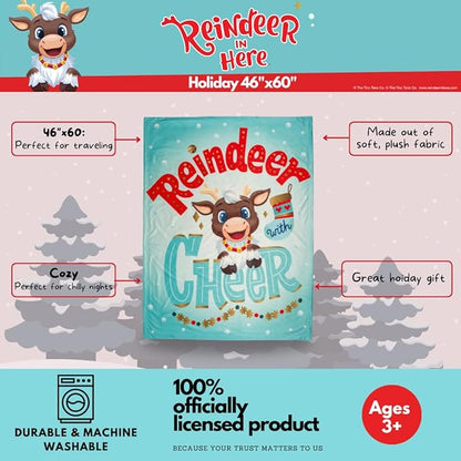 Reindeer in Here Holiday Christmas Kids Bedding Soft Plush Blanket Throw, 46 in x 90 in, (Officially Liensed Product) by Franco
