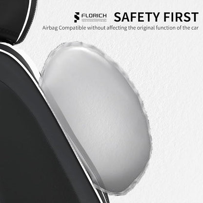 FLORICH Leather Car Seat Cover Full Set Automotive Seat Covers 5 Seats Front and Back Seat Cover Full Coverage Car Seat Protector Universal Fit for Most Car Truck SUV, Black&White