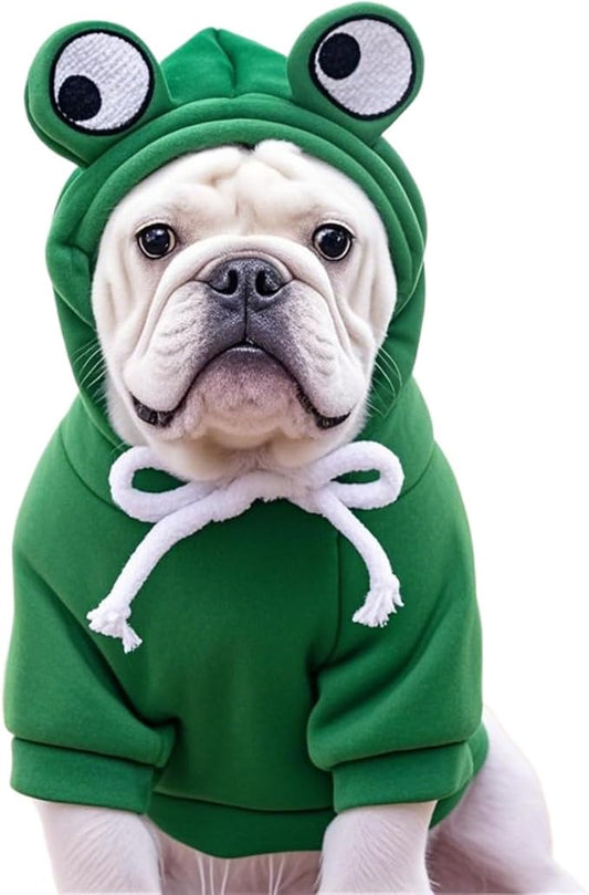 Pet Clothing Dog Transformation Frog Hoodie Autumn and Winter Warm Small Large Dog Method Dou Cat Bullfighting Clothes (Frog,2XL)