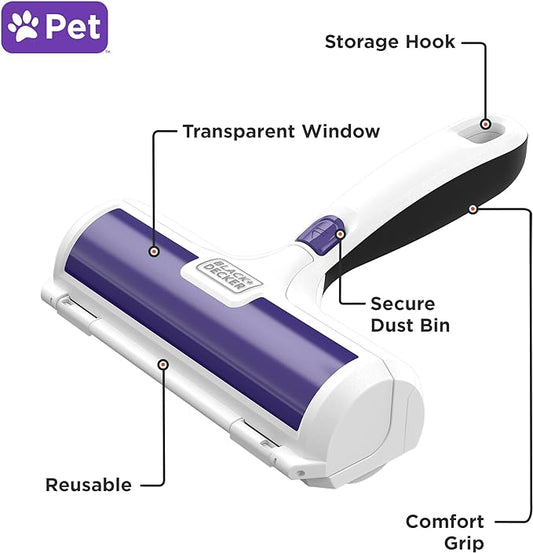 BLACK+DECKER Pet Hair Remover, Roller, Remove Dog Hair and Cat Hair Easily (HMSCT0001)