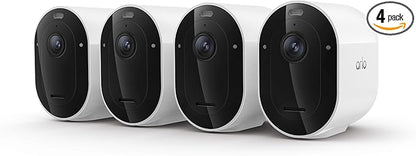Arlo Pro Security Camera 2K HDR (6th Gen, 2025 Release) - Wireless Outdoor Camera, Rechargeable Removeable Battery, Emergency Response, 1-Month Trial of Secure Plan, 4 Cam, White, Motion Alert