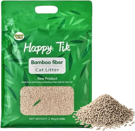 Plant-Based Bamboo Fiber Cat Litter, Green & Eco Friendly, Powerful Odor Control, No Chemicals, Instant Clumping, 99% Dust Free, 5.3Pounds, Fresh Bamboo Scent