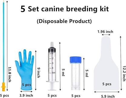 5 Set AI Artificial Insemination Dog Breeding Kit, Canine Breeding Kit, Disposable Canine Artificial Insemination, Dog Insemination Breeder Kit, Canine Breeding Supplies for Large Breeds (11.8 inch)M
