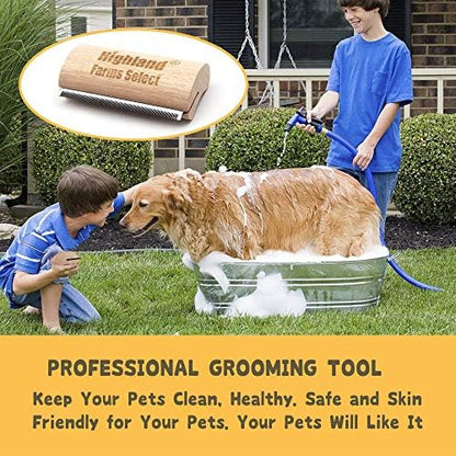 Professional Deshedding Grooming Tool for Dogs & Cats,Wood Pets Groomer 5In