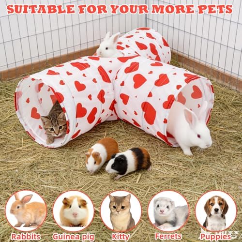 BWOGUE Bunny Tunnels & Tubes, 3-Way Collapsible Rabbit Hideout for Bunnies