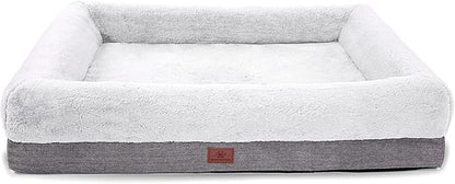 WINDRACING Orthopedic Dog Bed for Large Dogs, Bolster Sides Dogs Sofa Bed with Removable Washable Cover & Non-Skid Bottom, Soft Pet Bed with Egg Foam Dog Couch for Sleeping, 36 x 23 Inch, Gray
