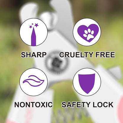 6" Dog Nail Clippers for Small, Medium and Large Breed Professional Pet Nail Trimmers -Suitable for Cats, Rabbits and Guinea Pigs with Safety Guard to Avoid Over Cutting (Purple)