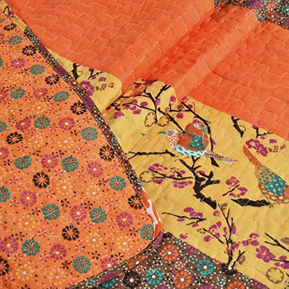 Lush Decor Royal Empire Reversible Cotton Throw Blanket, 50" W x 60" L, Tangerine - Throw Blankets for Bed - Couch Blanket - Boho Throw Blanket for Couch