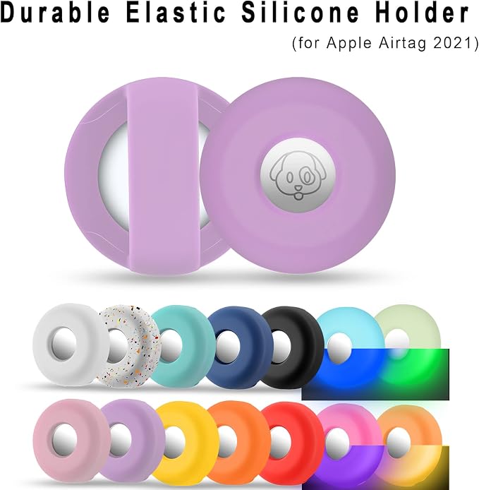 for Airtag Holder for Dog Collar, Cibaabo Silicone Air Tag Case Cover | for 0.8-1.2inch Pet Collar | doesn't dangle | Compact | Easy Installation | Compatible with Apple Airtags