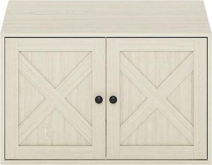Furinno Peli Farmhouse Cat Litter Box Enclosure, White Wash
