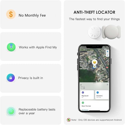 GPS Tracker for Vehicles, No Subscription, Waterproof Tracker Device for Vehicles, Hidden Vehicle Locator, Magnetic GPS Tracker, Accurate Tracking, iOS Only (1PCS, White)