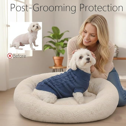 Small Dog Warm Winter Sweater, Comfortable Dog Clothes Puppy Knitwear for Small Medium Large Breeds Dog Outfits, (Dark Blue L)