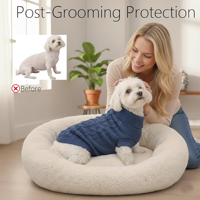 Small Dog Sweater, Soft Knit Dog Clothes for Spring Transition, Lightweight Puppy Outfit for Chihuahua, Yorkie, Cat, Cute Doggy Apparel for Spring Morning Walks (Dark Blue, S)