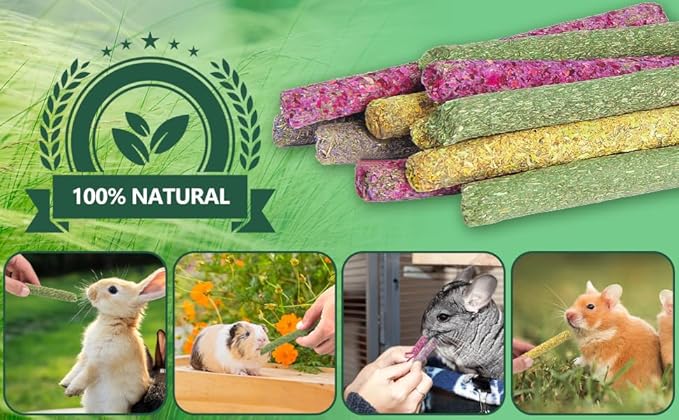 YIXUND 40-Pack Rabbit & Small Rodent Chew Sticks - Lavender, Timothy, Calendula, Rose - Dental Care & Boredom Relief