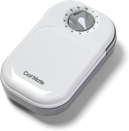 Cat Mate C100 Single Meal Automatic Timer-Controlled Pet Feeder - Suitable for Cats and Small Dogs, For Wet or Dry Food, up to 14 oz capacity, White