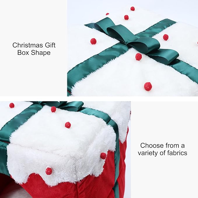 awakentti 2-in-1 Christmas Cat Bed, Can Be Used as a Christmas Cat Litter or a Christmas Cat Sofa Bed, Machine Washable and Tumble Dry for Small Dog or Bunny