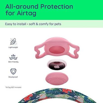 Airtag Dog Collar,with Waterproof airtag Holder，Original Stylish Cute Pattern Design.QR Code ID Buckle，Comfortable Soft Cotton for Small Medium Large Dogs
