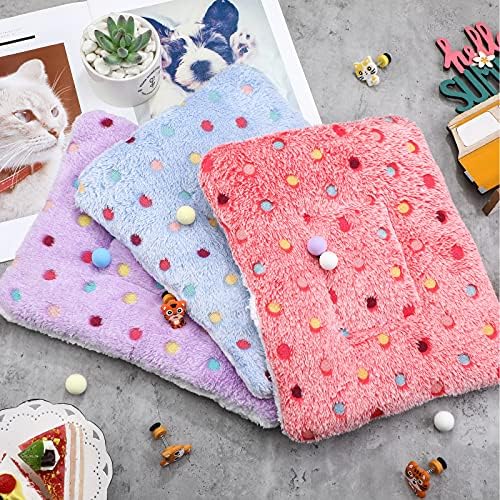 Jetec 3 Pcs Guinea Pig Beds, Fleece Small Animal Mats, Dots, Red