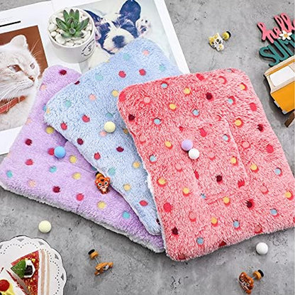 Jetec 3 Pcs Guinea Pig Beds, Fleece Small Animal Mats, Dots, Red