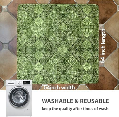 nunubaby Washable Pee Pads for Dogs, Stylish, Non-Slip and Leak-Proof Pee Pads. Reusable Potty Pads for Dogs for Crates and Floors.(Green/Multi,54" x54" )