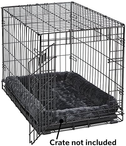 MidWest Homes for Pets QuietTime Dog Bed - Gray Faux Fur Bolster, Ultra-Soft and Machine Washable, Fits 48-Inch Crates and Carriers, for Extra-Large Breed Dogs