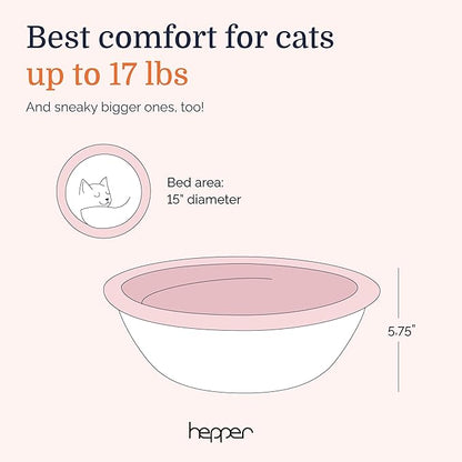 Hepper Cat Nest - Washable Cat Bed with Removable Fluffy Fleece Liner - Cozy Comfy Calming Cat Bed Round Shape - Cat Warming Bed - Donut Cat Bed Desk Ready - Small Cat Bed for Indoor Cats (Grey/Pink)
