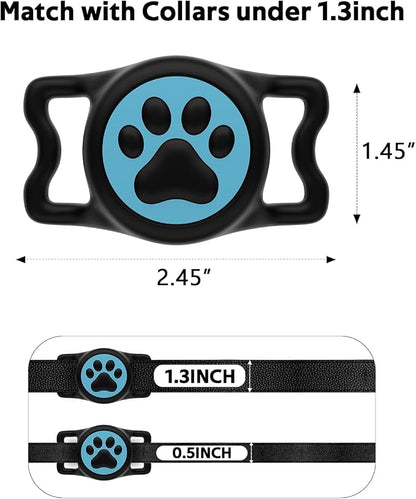 IP68 Waterproof Dog AirTag Holder for Dog Collar, Soft, Stretchy Silicone | Full-Body Protection, Easy Tool-Free Installation, Quiet, No-Dangle Fit, Lightweight, Fits Dog & Cat Collars of All Widths
