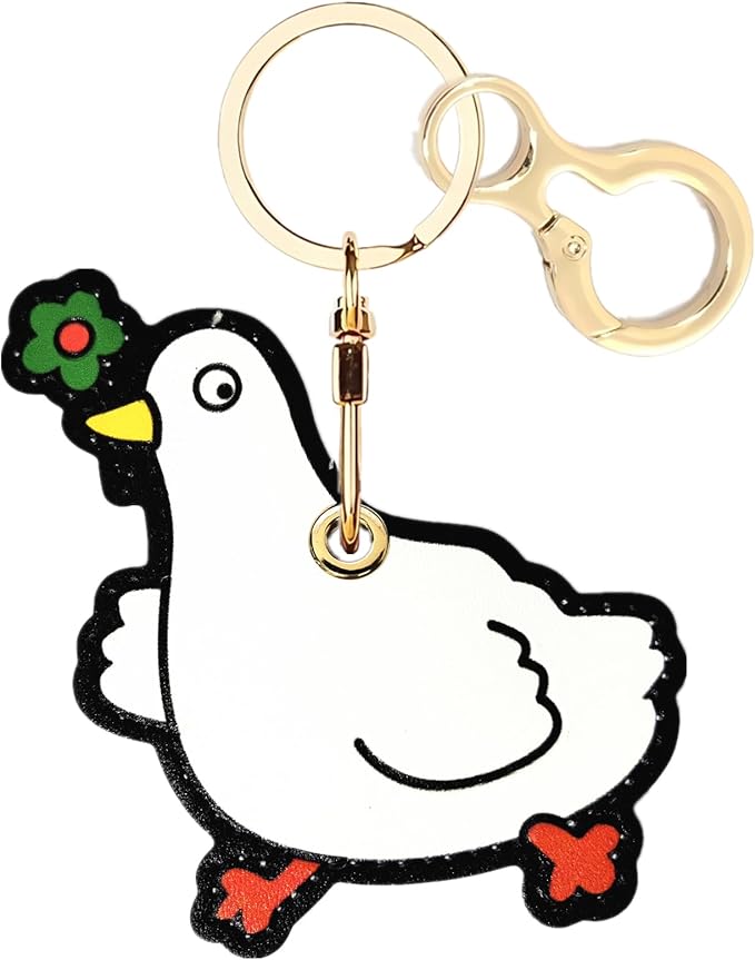 Leather Airtag Keychain Case Holder,Cute Protective Apple Air Tag Cover with Key Ring,Anti-Scratch Hidden Finder GPS Tracker Case for Wallet Keys,Bag,Pets,Backpack(Duckling)