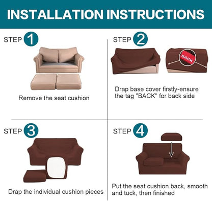 Turquoize 3 Piece Sofa Covers For 2 Cushion Couch Sofa Slipcover Soft Couch Cover For Dogs-Washable Sofa Furniture Cover With 2 Individual Cushion Covers, Thick Jacquard Fabric (Loveseat, Burnt Brick)