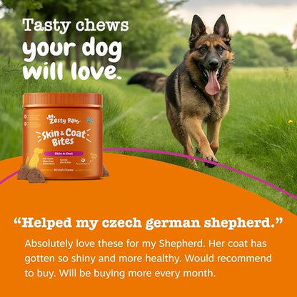 Zesty Paws Omega 3 Fish Oil for Dogs - Zesty Paw Dog Vitamins and Supplements for Hip, Joint & Skin, Chicken (250 Chews)