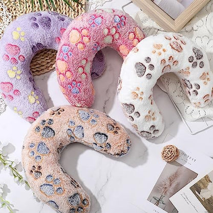 Sweetude 4 Pcs Cat Pillow Calming Pet Dog Neck Pillow, Paw, Medium