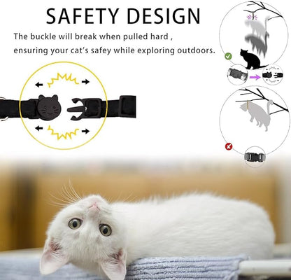 Airtag Cat Collar Breakaway, Safety Kitten Collar with Apple Airtag Holder,Cute GPS Cat Collar with Bell, Lightweigh Tracker Cat Collars for Girl Boy Cats, Kittens and Puppies