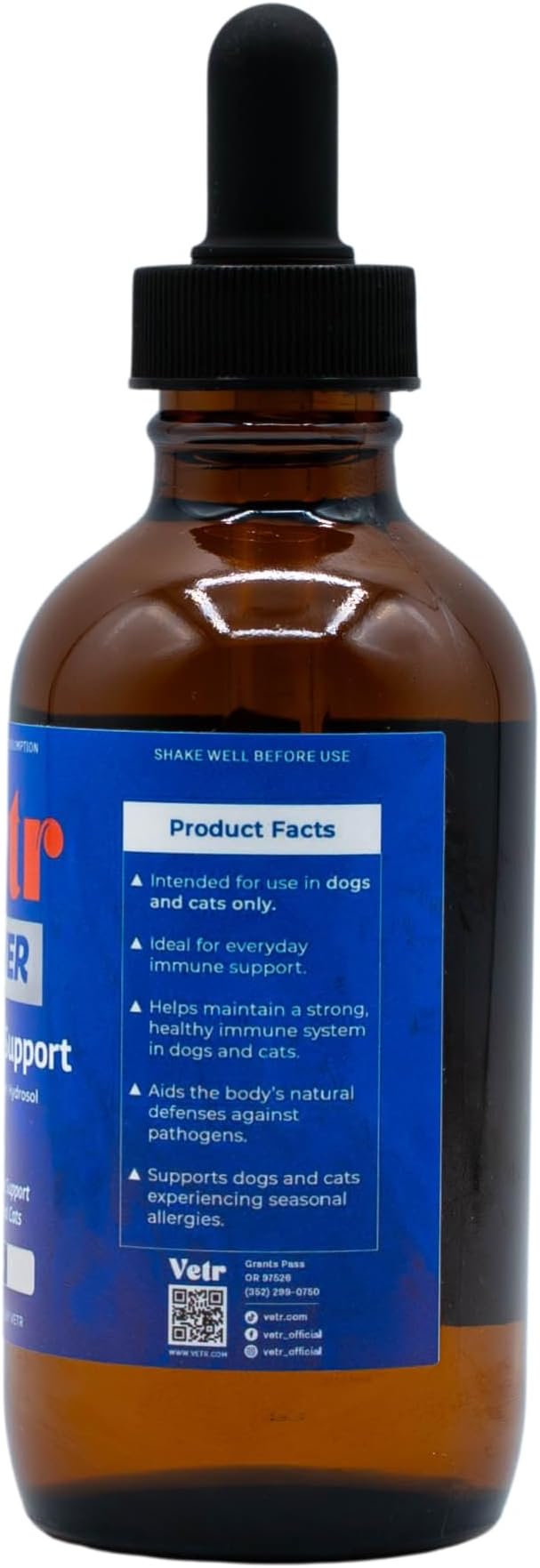 Vetr Silver Immune Support for Dogs and Cats, 4oz/120mL Liquid in Amber Bottle with Oral Dropper, Professional Grade Colloidal Silver Supplement for Daily Wellness and Seasonal Defense