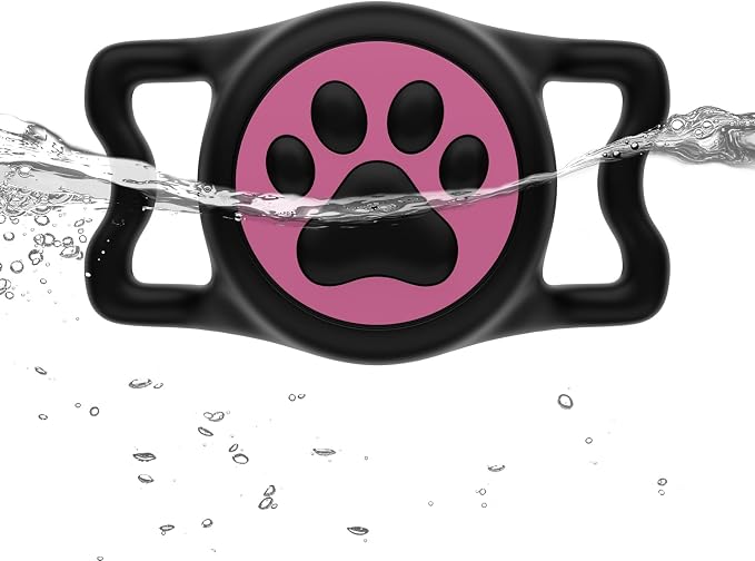 IP68 Waterproof Dog AirTag Holder for Dog Collar, Soft, Stretchy Silicone | Full-Body Protection, Easy Tool-Free Installation, Quiet, No-Dangle Fit, Lightweight, Fits Dog & Cat Collars of All Widths