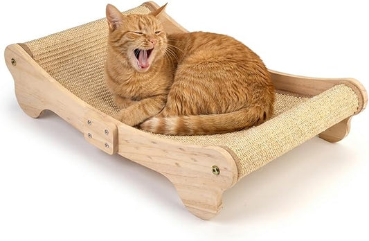 Outamateur Sisal Cat Scratcher Bed, Cat Hammock Chair, Cats Scratcher Lounge, Cats Mini Beach Chair for Scratching, Pet Beds with Removable Sisal Pad for Indoor Small Animal, Puppy, Rabbit