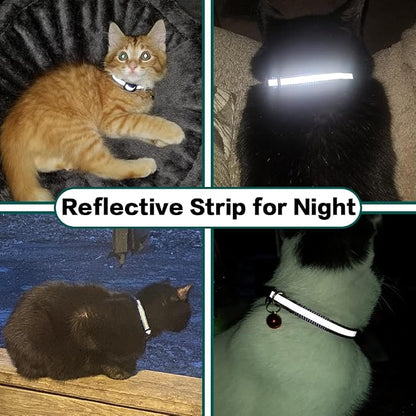 Airtag Cat Collar Breakaway, Cat Collar with Air Tag Holder(Blue) | Safety Breakaway Buckle, Reflective Strip, Lightweight, Bell, 0.4 Inches in Width, Adjustable Size to Fit Different Cats
