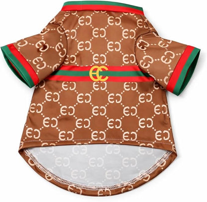 Luxury Designer Dog T Shirt – Trendy Puppy Clothes for Small Dogs, Fashion Pet Tee for French Bulldogs & Chihuahuas, Everything Chic Dog Apparel (GucchewiTee, Large)