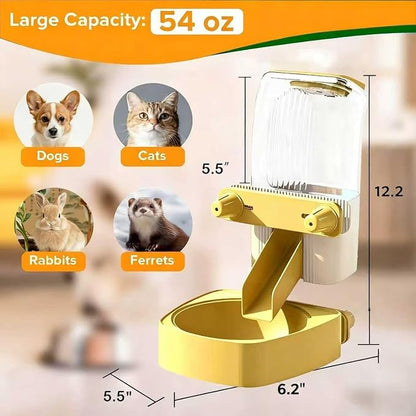 54 oz Pet Food Dispenser, Gravity Feeder Bowl for Cage, Auto Feeder for Ferret, Cat, Dog and Other Small & Medium Animals, Compatible with Widemouth Cages(Yellow)