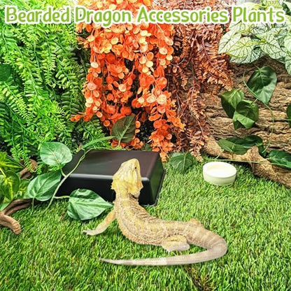 Hamiledyi Reptile Plants for Terrarium Hanging Fake Leaves with Suction Cup