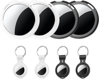 4 Pack Tracker Tags [Apple MFi Certified] Work with Apple Find My(iOS Only) Bluetooth Smart Tags Key Item Finder Waterproof Worldwide Replaceable Battery Tracking for Wallet Pets Backpack Dogs Luggage