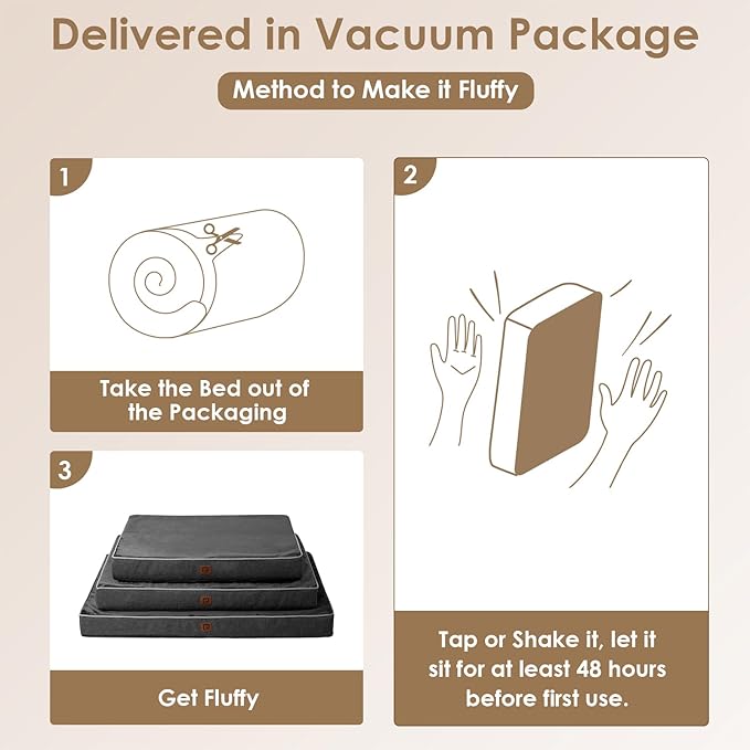 EHEYCIGA Orthopedic Dog Bed Waterproof 36"x27", Memory Foam Pet Bed for Larged Size Dogs, Washable Pet Mat with Removable Cover, Dark Grey