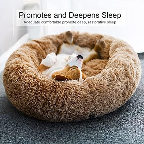 Dog Bed, Cat Calming Bed, Faux Fur Pillow Pet Donut Cuddler Round Plush Bed for Large Medium Small Dogs and Cats